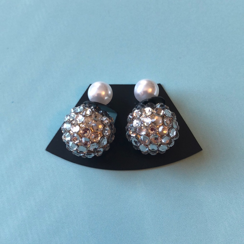 Beautiful reversible studs with glitter and pearl - Picture 4 of 4